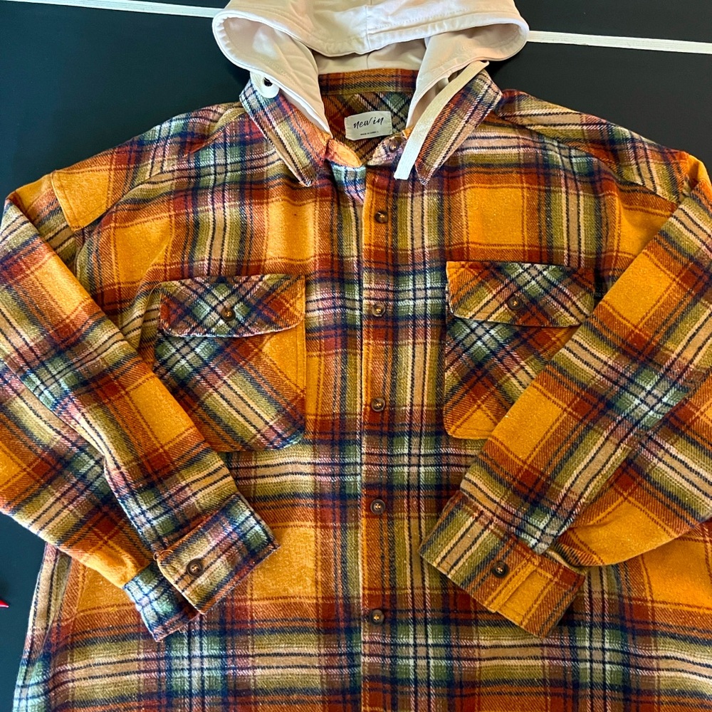 Dressed in LaLa Plaid Flannel Shirt with Hood